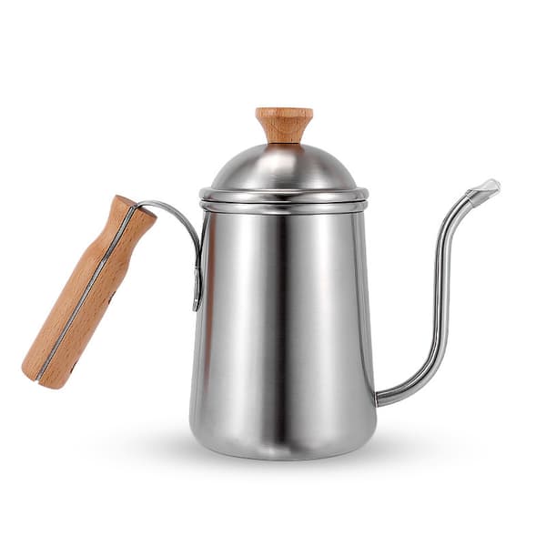 Kaffekanna med trähandtag i rostfritt stål Utomhus Camping Hushåll