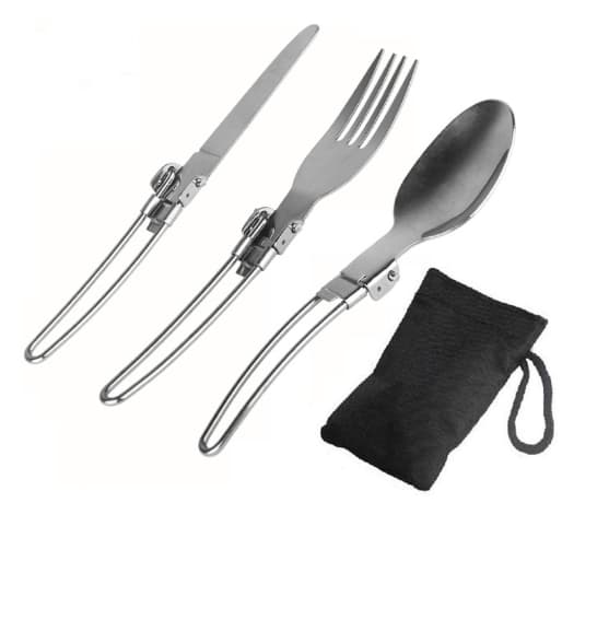 Udendørs Camping Multifunktionel Foldbar Combo Sæt Kniv, Gaffel og Ske Bestik.