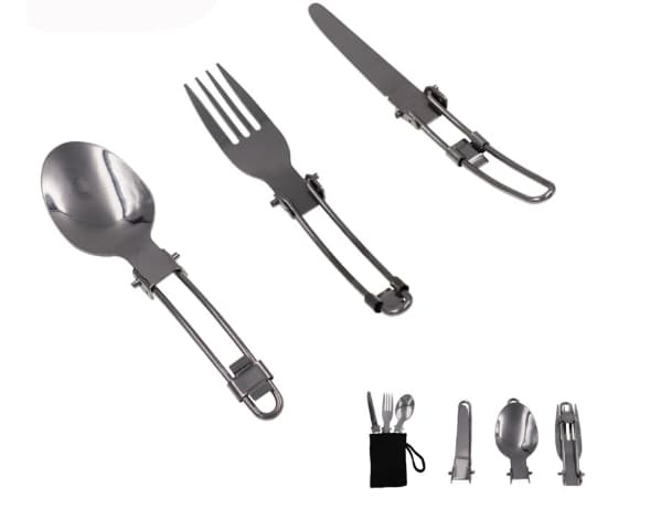 Udendørs Camping Multifunktionel Foldbar Combo Sæt Kniv, Gaffel og Ske Bestik.