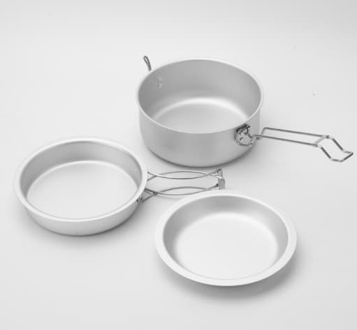 Puhdas alumiininen lounaslaatikko kattilat ja pannut ruokalautanen paistinpannut ulkona retkeilykattilat ja pannut sarja kannettava säilytystila b.