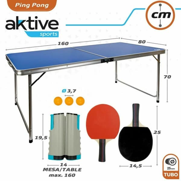 BRUGT Sammenklappeligt bord Aktive Blå Ping Pong (Refurbished A)