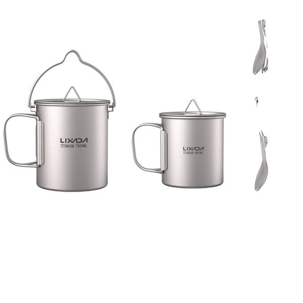 Lixada Titanikoppset, 750 ml kastrullkapacitet, lättviktsdesign,Pottkoppset