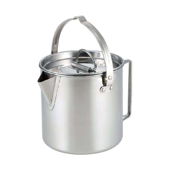 Utomhus Kanna i Rostfritt Stål, 1,2L Koka Kapacitet, Fällbar Design,Silver