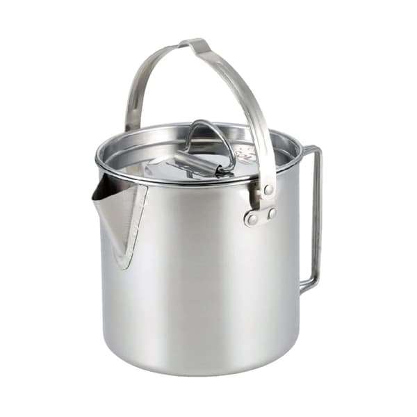 Udendørs rustfrit stål kedel, 1,2L kogekapacitet, foldbart design,Sølv