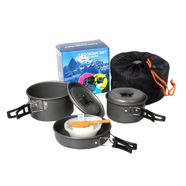 Campingmadlavning, Non-stick gryder, Inkluderer service, Egnet til 2-3 personer,Sæt