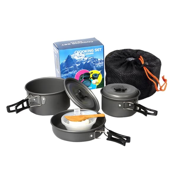 Campingmadlavning, Non-stick gryder, Inkluderer service, Egnet til 2-3 personer,Sæt