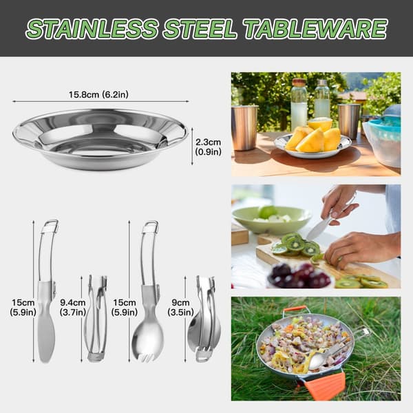 TOMSHOO Campingkökset, 21-delarsset, lättviktsanodiserad aluminium, non-stick och lätt att rengöra