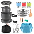Miniatyrbild 2 av 2: Campingkökset, 21-delars messkit, non-stick, korrosionsbeständig,Ljusgrå