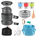 Miniatyrbild 1 av 2: Campingkökset, 21-delars messkit, non-stick, korrosionsbeständig,Ljusgrå