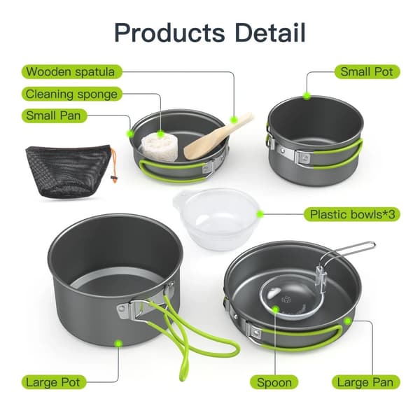 Bärbar, lättviktig design, komplett bestick ingår, hållbar aluminiumkonstruktion,Utomhus Matlagning Set