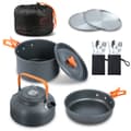 Miniatyrbillede 2 af 2: Camping Madlavningssæt, 16-delt sæt, Non-stick belægning, Letvægtsdesign,Appelsin