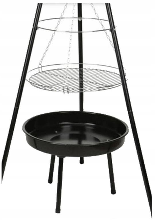 Ripustettava grilli tulipesällä 52 cm Mustaa terästä kromiritilän kanssa