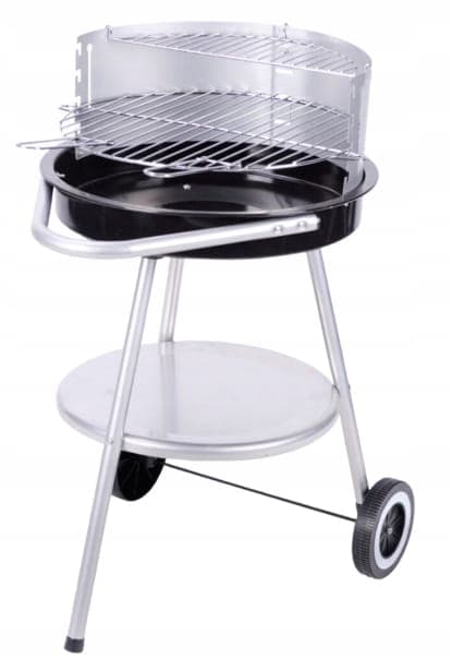 Trädgårdsgrill i stål 75x47cm Med hyllplan, galler och hjul