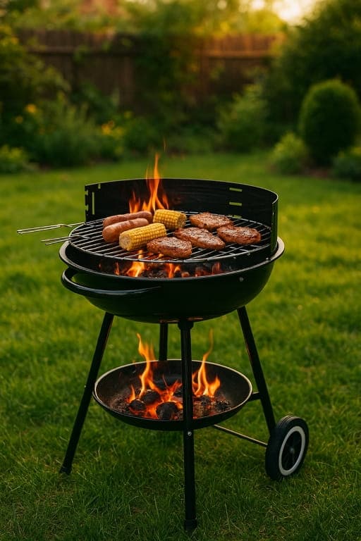 Kolgrill 51cm Mobil trädgård med hyllplan och gallerjustering