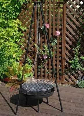 Hängande trädgårdsgrill, runt stativ, 52 cm