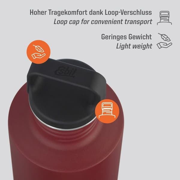 Köksgryta - porslin - bestick Esbit - DB750SC-BR - Sculptor Vattenflaska i BPA-fritt rostfritt stål Svart/silver 0,75 l och 1 l
