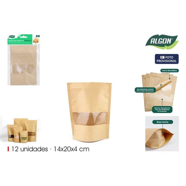 Genanvendelig madpose Algon 14 x 20 x 4 cm 12 Dele (18 enheder)