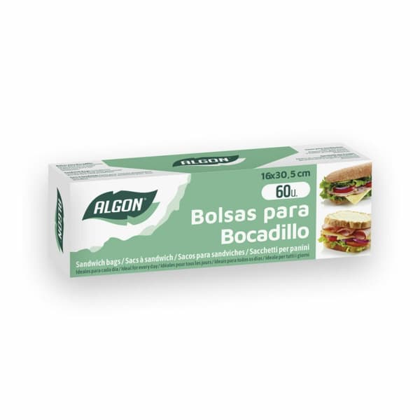 Set med återanvändningsbara livsmedelspåsar Algon Lunchväska 60 Delar 16 x 30,5 cm (24 antal)
