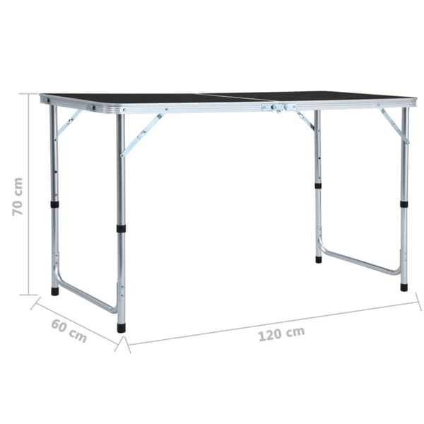 vidaXL foldbart campingbord 120x60 cm aluminium grå