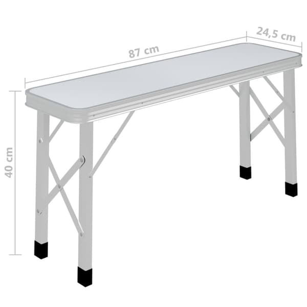 vidaXL Sammenleggbart campingbord med 2 benker aluminium hvit