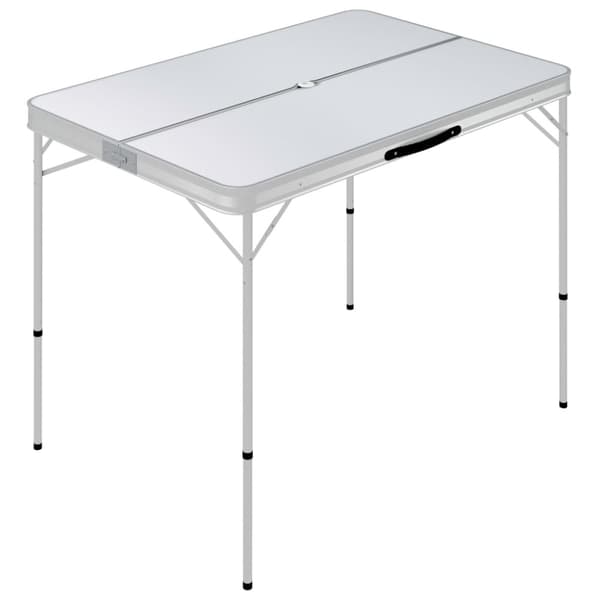 vidaXL Sammenleggbart campingbord med 2 benker aluminium hvit