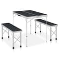 Miniatyrbillede 1 af 8: vidaXL foldbart campingbord med 2 bænke aluminium grå