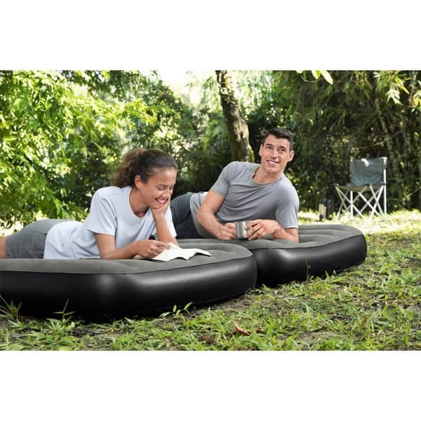 Bestway 3-i-1 oppustelig luftmadras 188x99x25 cm sort og grå