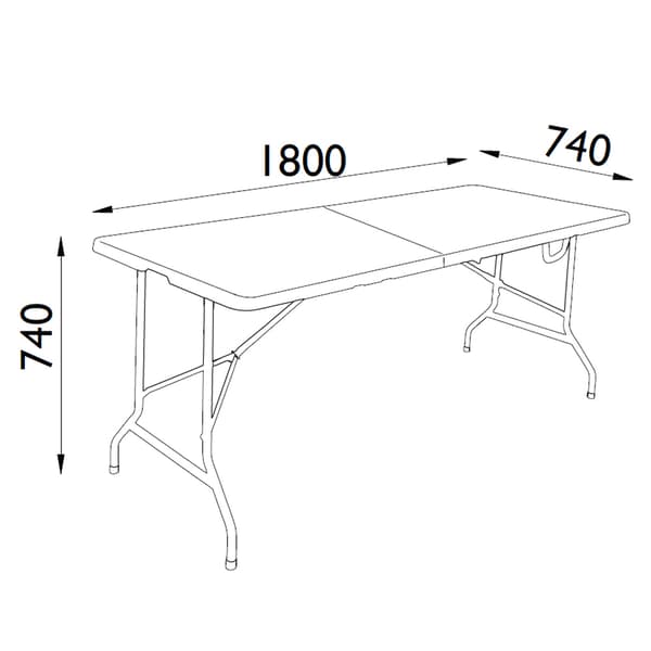 Hopfällbart campingbord 180 x 74 cm