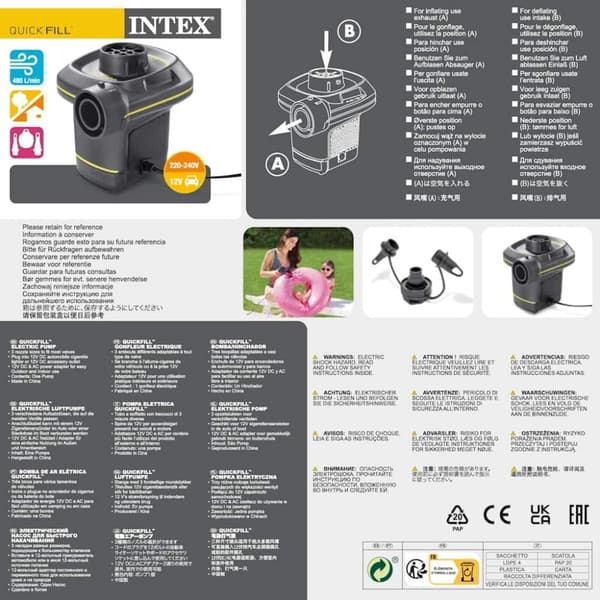 INTEX elektrisk luftpumpe Quick-Fill 220-240 V 66634