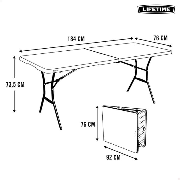 Lifetime Ultra-resistent Foldebord 184x76x73.5 Cm Uv100 Hvid