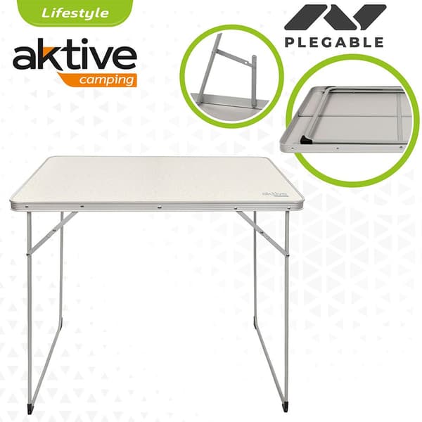 Aktive Sammenklappeligt Campingbord 80x60x70cm Hvid