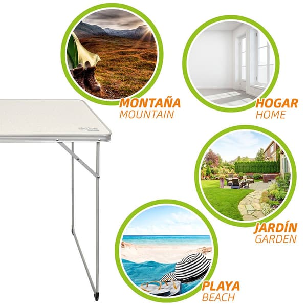 Aktive Sammenklappeligt Campingbord 80x60x70cm Hvid