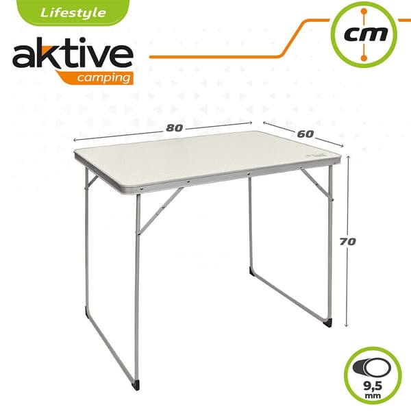 Aktive Sammenklappeligt Campingbord 80x60x70cm Hvid