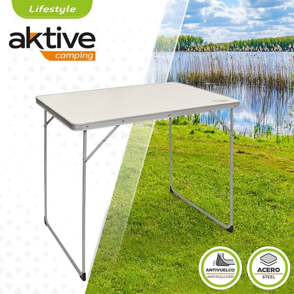 Aktive Sammenklappeligt Campingbord 80x60x70cm Hvid