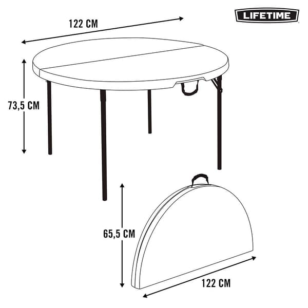 Lifetime Ultrabeständigt Fällbart Multifunktionsbord 122x73.5 Cm Uv100 Vit