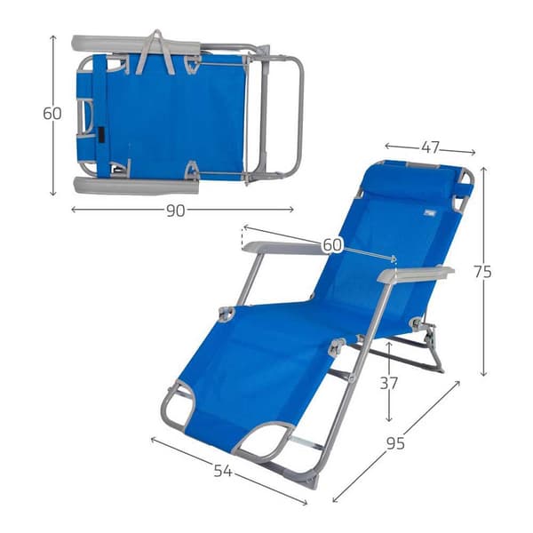 Aktive Liggende Liggestol Med Pude Transparent 153 x 60 x 83 cm