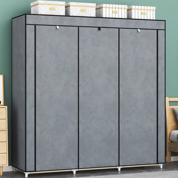 Camping skab - stof garderobe - 126x43,5x177 cm - grå