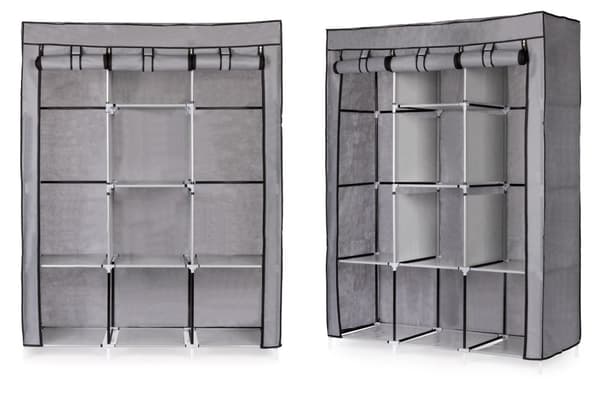 Camping skab - stof garderobe - 126x43,5x177 cm - grå