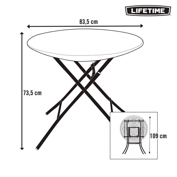 Lifetime Ultraresistent Fällbart Bord 84x74 Cm Uv100 Vit,Svart