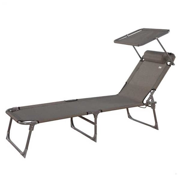 Aktive Hopfällbar Solstol Med Parasoll Silver 193 x 53 x 30 cm