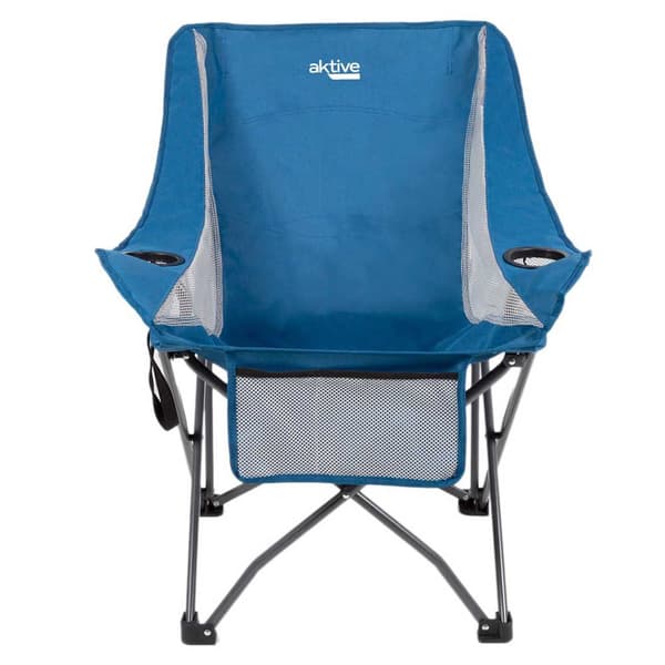 Aktive Hopfällbar Stol Med Mugghållare & Ficka Camping Blå 64 x 73 x 8 cm