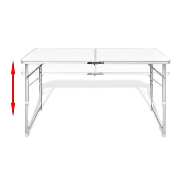 campingbord og 4 klapstole højdejustérbart 120 x 60 cm