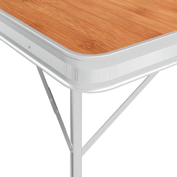 foldbart campingbord med 2 bænke aluminium brun