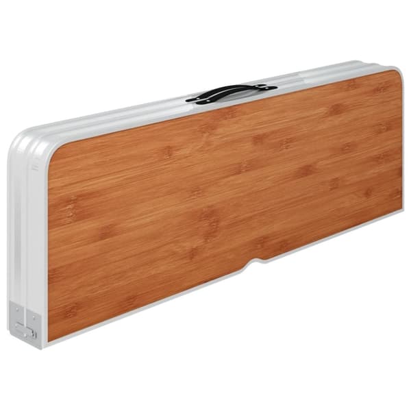 foldbart campingbord med 2 bænke aluminium brun