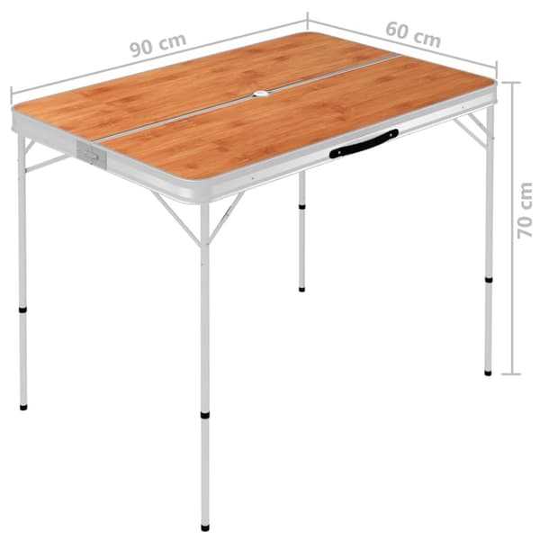 foldbart campingbord med 2 bænke aluminium brun