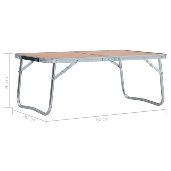 foldbart campingbord 60 x 40 cm aluminium brun