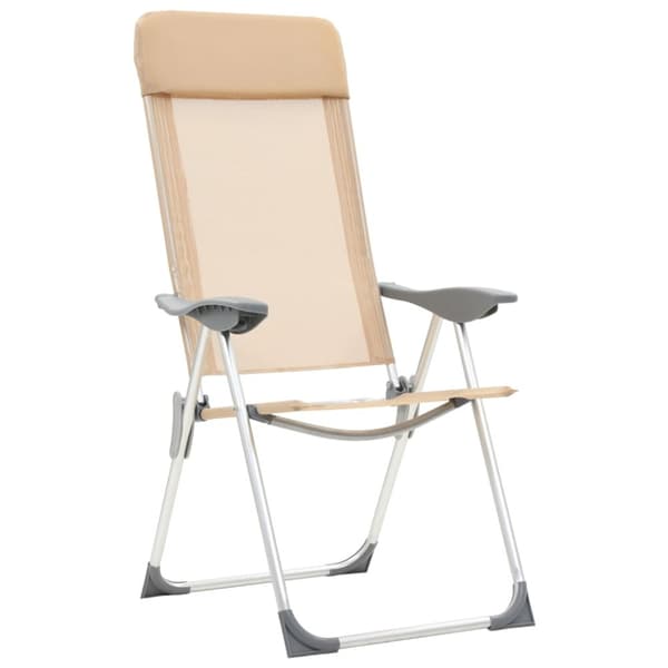 foldbare campingstole 4 stk. aluminium cremefarvet
