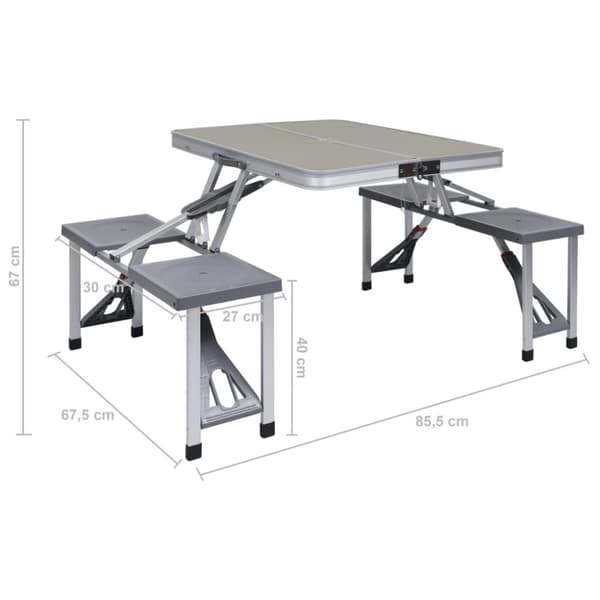 foldbart campingbord med 4 siddepladser stål aluminium