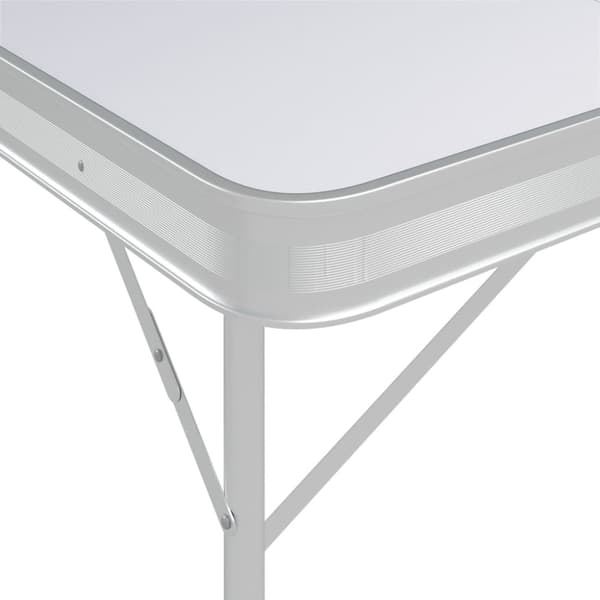Hopfällbart campingbord med 2 bänkar aluminium vit