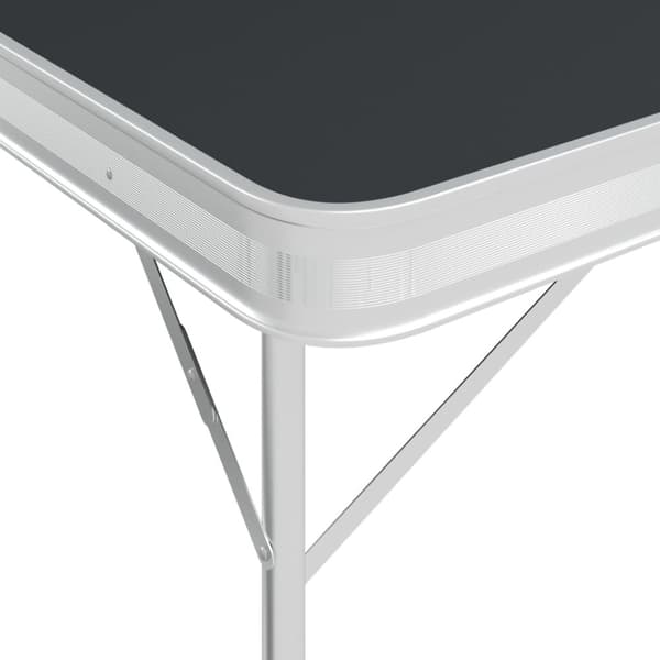 foldbart campingbord med 2 bænke aluminium grå